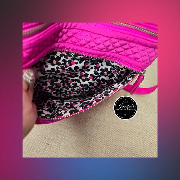 Vera Bradley Magenta Pink Quilted Triple Zip Hipster Crossbody - Picture 5 of 11